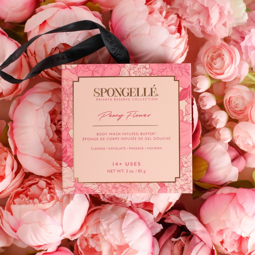 Spongelle Peony Flower Boxed Body Wash Infused Buffer Exfoliating Sponge *BNIB